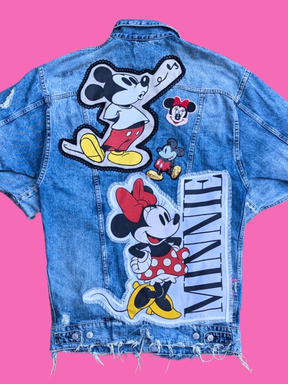 Walt Disney's Mickey and Minnie T-Shirt Denim Jacket Size M